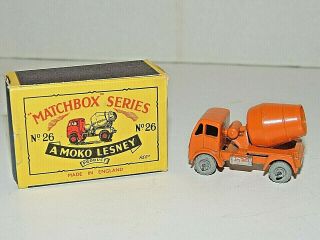Vintage Moko Lesney Matchbox Gmw No 26 Erf Cement Mixer Truck W/ Box
