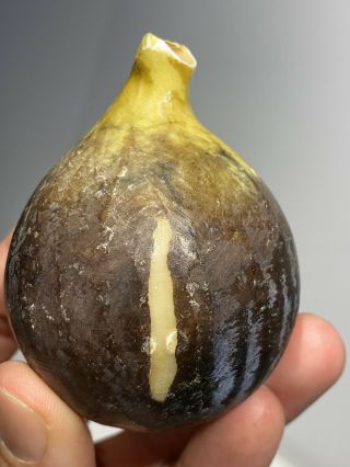 Early Antique Italian Alabaster Stone Fruit Marble Dark Fig Slit Alabaster Fig