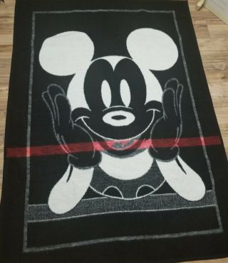 RARE Vintage Disney Mickey Mouse Biederlack Blanket Throw Reversible 60 