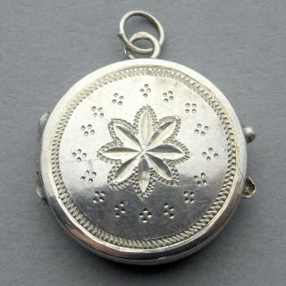 French,  Antique Sterling Pendant.  Reliquary For Hair Or Photo.  Medal.  Jewelry.