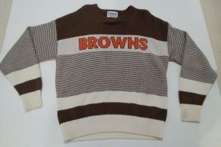 Vintage Cleveland Browns 80s Knit Sweater Authentic Pro Line Cliff Engle Large