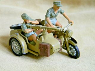 Britains 1/32 Deetail Ww2 Diecast Bmw German Afrika Korps Motor Cycle Combo
