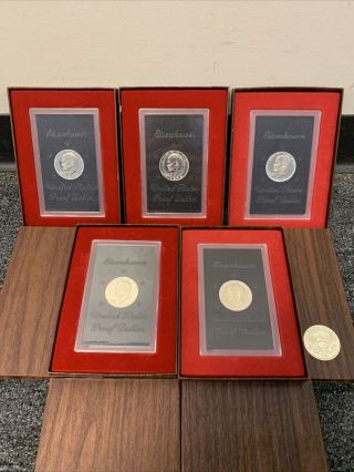 Set Of 5 1974s Proof Eisenhower Dollars W/boxes Do Not Miss Great Coins