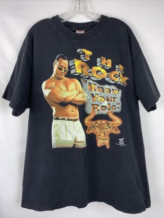 Vtg 1998 Titan Sports Wwf The Rock Know Your Role T - Shirt Tee Sz Xl