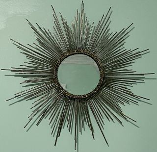 Vintage Retro Mid Century Modern Gold Sunburst Starburst Mirror