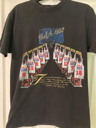 Vintage 1992 Dream Team Usa Olympic Basketball Shirt Nutmeg Single Stitch Sz L
