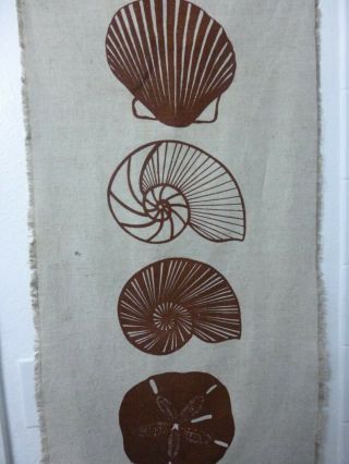 Vintage Marushka Silk Screen Fiber Textile Wall Art Shell 70s Home Decor 19 X 40