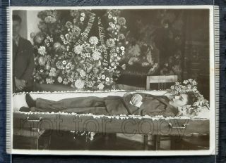 30s Post mortem Funeral Handsome young boy Dead child Coffin USSR antique photo 2