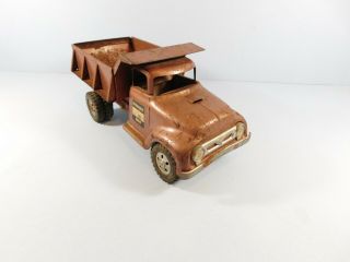 Vintage 1957 Tonka Hydraulic Dump Truck Pressed Steel Toy Rare Bronze