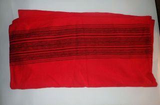 Vintage Wool Blanket Red Black Stripe Full 72 " X 80 "