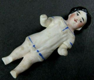 Antique Miniature Doll Bisque 1.  5 " Tall Rare Unusual Toy