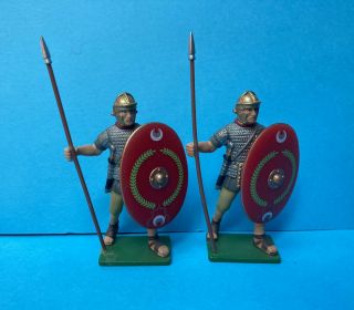 Blue Box Romans X2 Die Cast Toy Soldiers Vintage