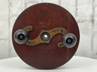 Meisselbach Antique Good Luck Fishing Reel Wood And Brass Pat.  1897