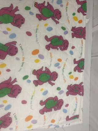 Vintage 1992 Barney Comforter Baby Dreams Purple Dinosaur Blanket 52 X 42 Usa