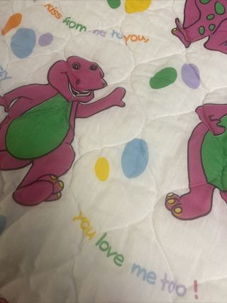 Vintage 1992 Barney Comforter Baby Dreams Purple Dinosaur Blanket 52 x 42 USA 3
