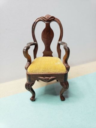 Vintage Carved Sonia Messer Chair Velvet Dollhouse Furniture 1:12 Victorian