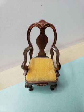Vintage Carved Sonia Messer CHAIR Velvet Dollhouse Furniture 1:12 Victorian 2