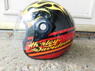 Vintage Agv Harley Davidson Devious Flames Youth Large Helmet W/shield