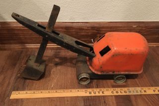 Vintage Tonka? State Hi - Way Shovel Ditch Digger Rustic Orange Project Decor