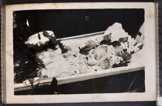 30s Post Mortem Funeral Little Girl Baby Dead Child Coffin Russian Antique Photo