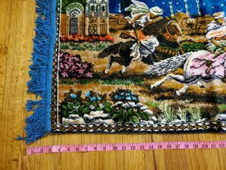 Vtg Middle Eastern Far East Arabian Nights Rug Tapestry Horse Rider Wall Decor 3