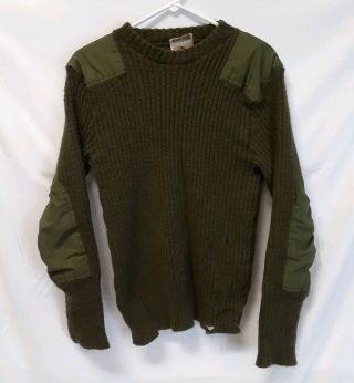 L.  L.  Bean Vintage 100 Wool Od Green Pad Sweater Men 