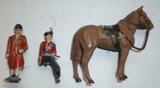 TIMPO VINTAGE LEAD MODEL OF H M THE QUEEN ON HORSEBACK & AN ATTENDANT - 1950 ' S 3