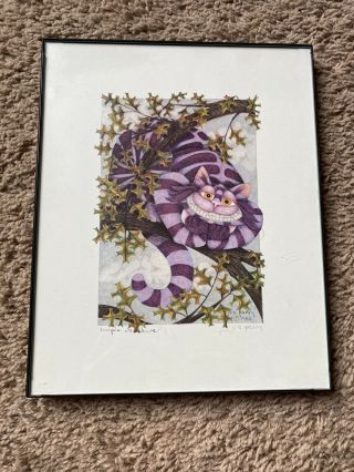 J S Jamie Perry Art Print Purple Cheshire Cat Signed