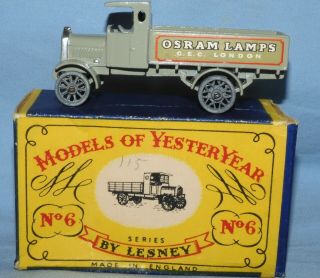 Vintage Matchbox Models Of Yesteryear Y6 - 1 Aec Y Type Lorry Boxed