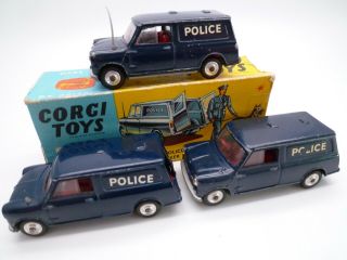 Vintage Corgi 448 Bmc Austin Mini Police Van Trio & Part Box 1964 - 69