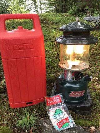 Vintage Coleman 1998 288a 700 Adjustable Two Mantle Lantern With Red Case