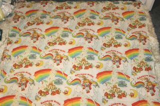Vintage Rainbow Brite Twin Bed Sheet Fitted Flat 1983 Cute Horse Doll Hallmark