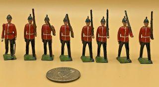 (8) Pc Vintage Britains Ltd British Riflemen Guard Metal Lead 54mm Toy Soldiers