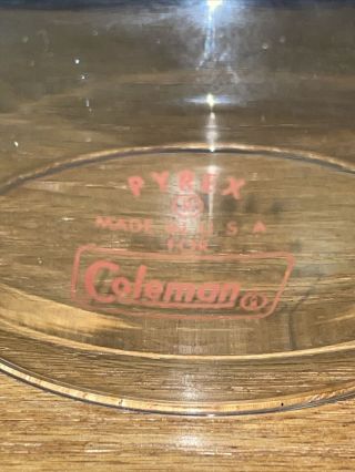 Vintage Coleman Lantern 200 A Red Letter Globe Pyrex Camping Globe Only 2