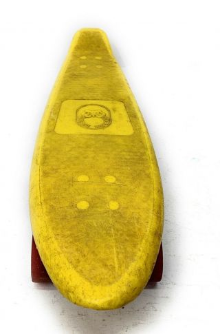 Vintage Yellow Roller Derby 77 K Skateboard W/ Caution Sticker Slick Bearings 2