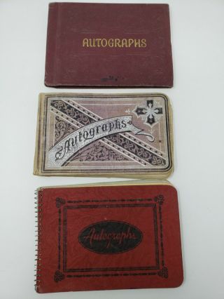 3 Antique Autograph Books Late 1800 