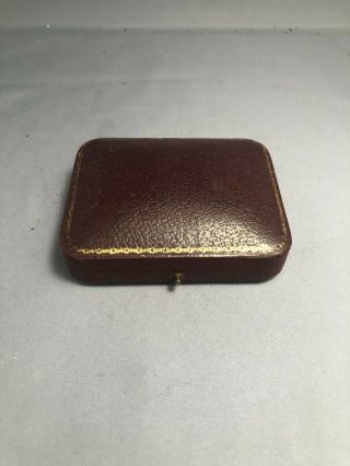 Victorian Antique Jewelry Brown Leather Presentation Box Push Button