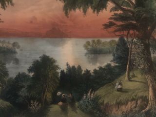 Antique Currier & Ives Lithograph Print “SARATOGA LAKE” 19th Century 2