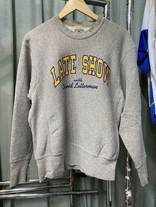 Vintage Late Show David Letterman Crewneck Sweatshirt Size Medium Gray 90s