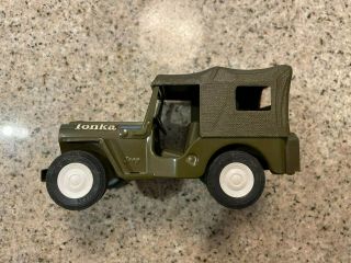 Vintage Tonka Army Jeep With Canopy Roof Top 1960’s 6.  5” Long