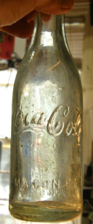 Antique Straight Side Coca Cola Coke 6 Oz Bottle Macon Georgia Pale Aqua