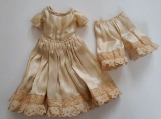 Gorgeous Antique Silk Dress For French Or German Bisque Doll 12 In