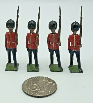 (4) Pc Vintage Britains Ltd British Guard Riflemen Metal Lead 54mm Toy Soldiers