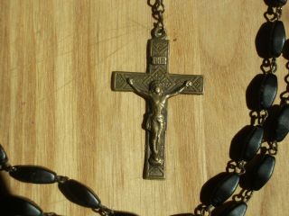 Antique Nun ' s Rosary Bronze/Black Glass Beads Rosebud Sioux Reservation 2