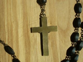 Antique Nun ' s Rosary Bronze/Black Glass Beads Rosebud Sioux Reservation 3