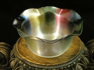 Antique Victorian Stevens & Williams / Harrach Threaded Rainbow Art Glass Bowl