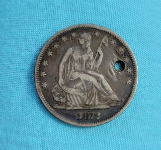 1872 Seated Liberty Half Dollar (with Hole)