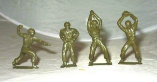 4 Vintage Toy Soldiers Hard Plastic Unusual Poses Stabbing With Knife & More