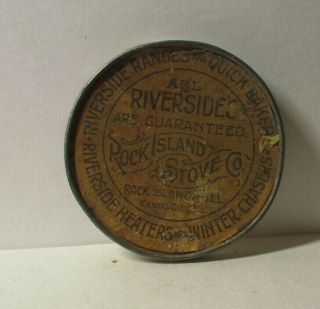 Antique Pocket Mirror Rock Island Stove Co.  Riversides Kansas City Mo.  2427