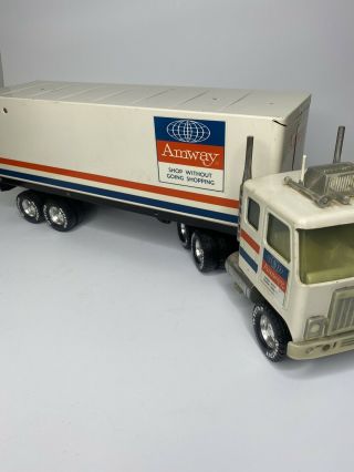 Vintage Nylint Pressed Steel Large “amway” Semi Truck White Gmc
